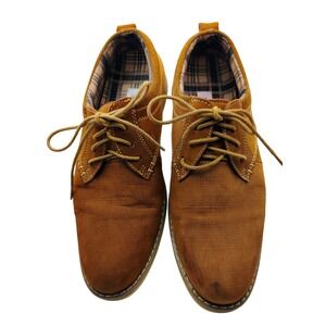 STEVE MADDEN‎ P-GERARO Mens 8.5 Tan Brown Oxford Derby Shoes Plaid Lining